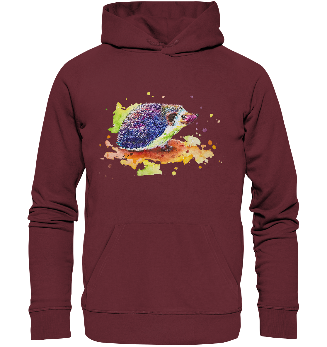 Motiv farbenfroher Igel - Organic Hoodie