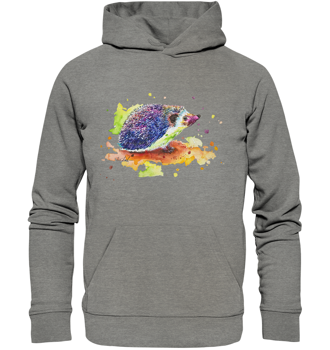 Motiv farbenfroher Igel - Organic Hoodie