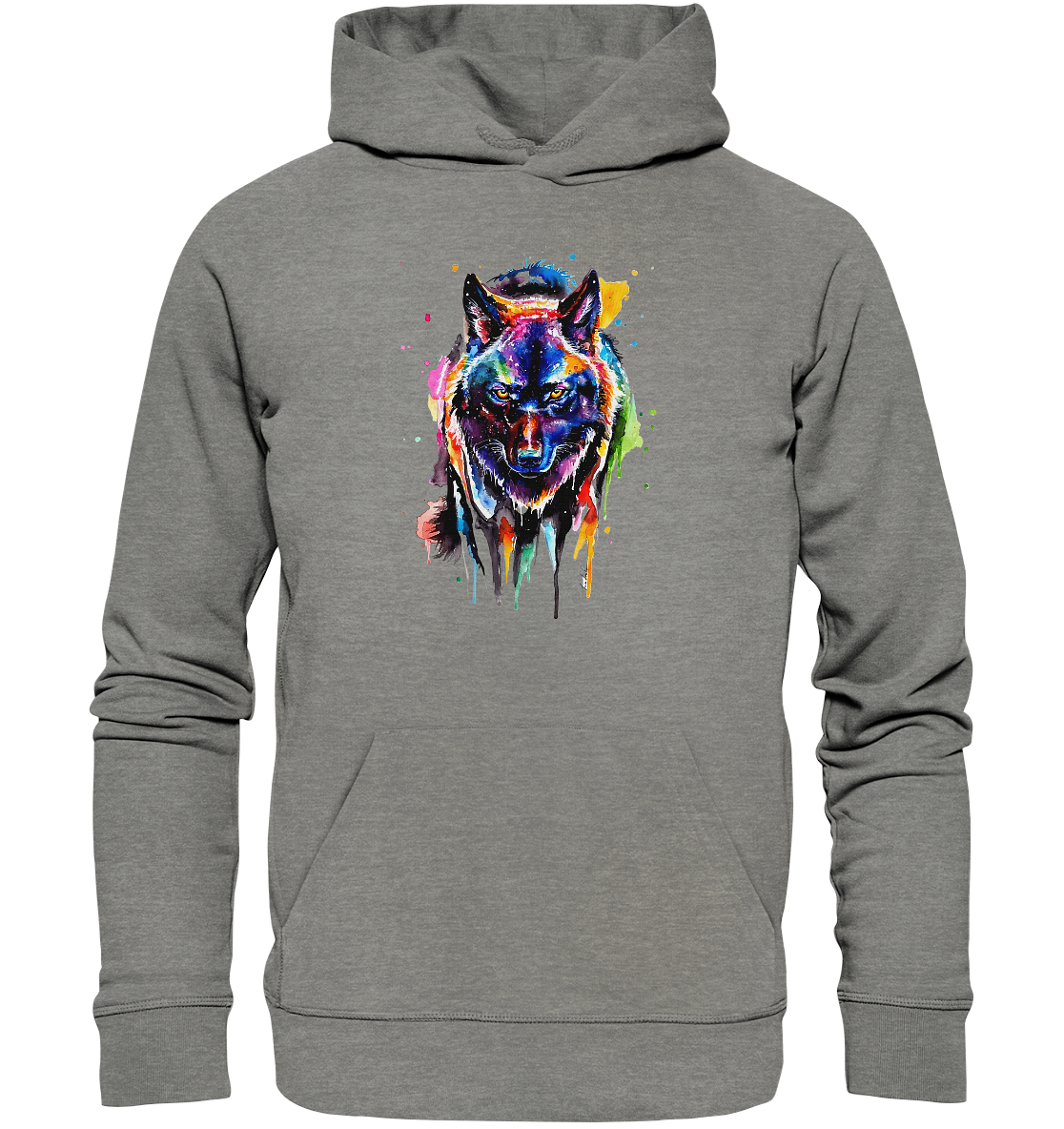 Bunter schwarzer Wolf - Organic Hoodie