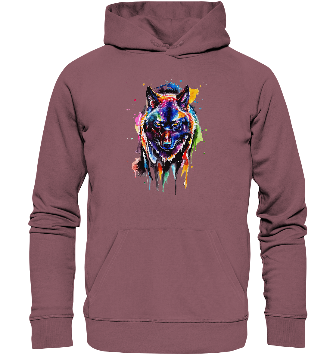 Bunter schwarzer Wolf - Organic Hoodie