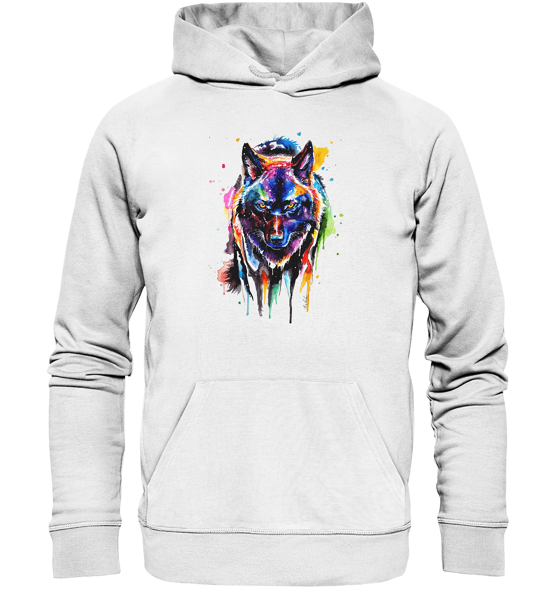 Bunter schwarzer Wolf - Organic Hoodie