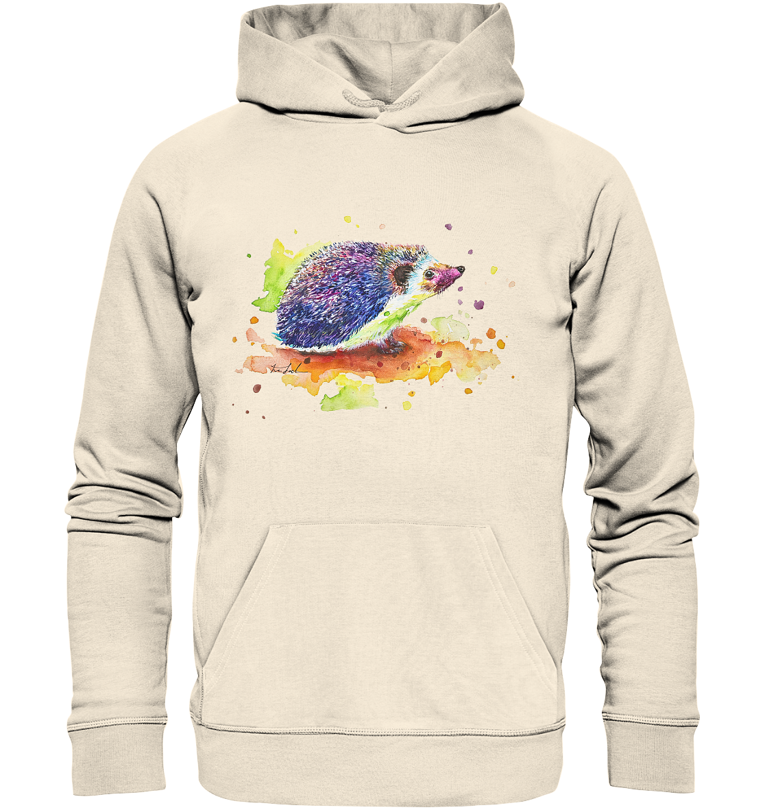 Motiv farbenfroher Igel - Organic Hoodie