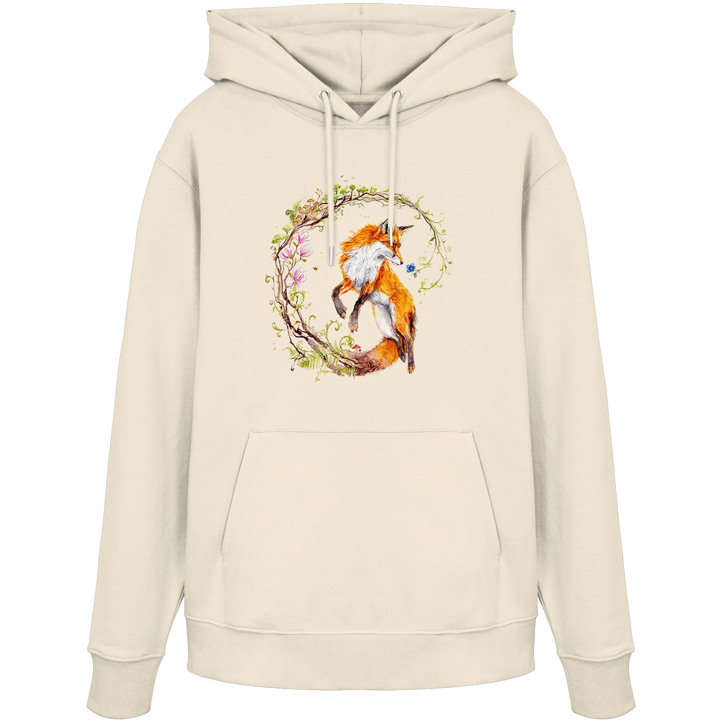 Fuchs mit Rankenillustration - Organic Hoodie