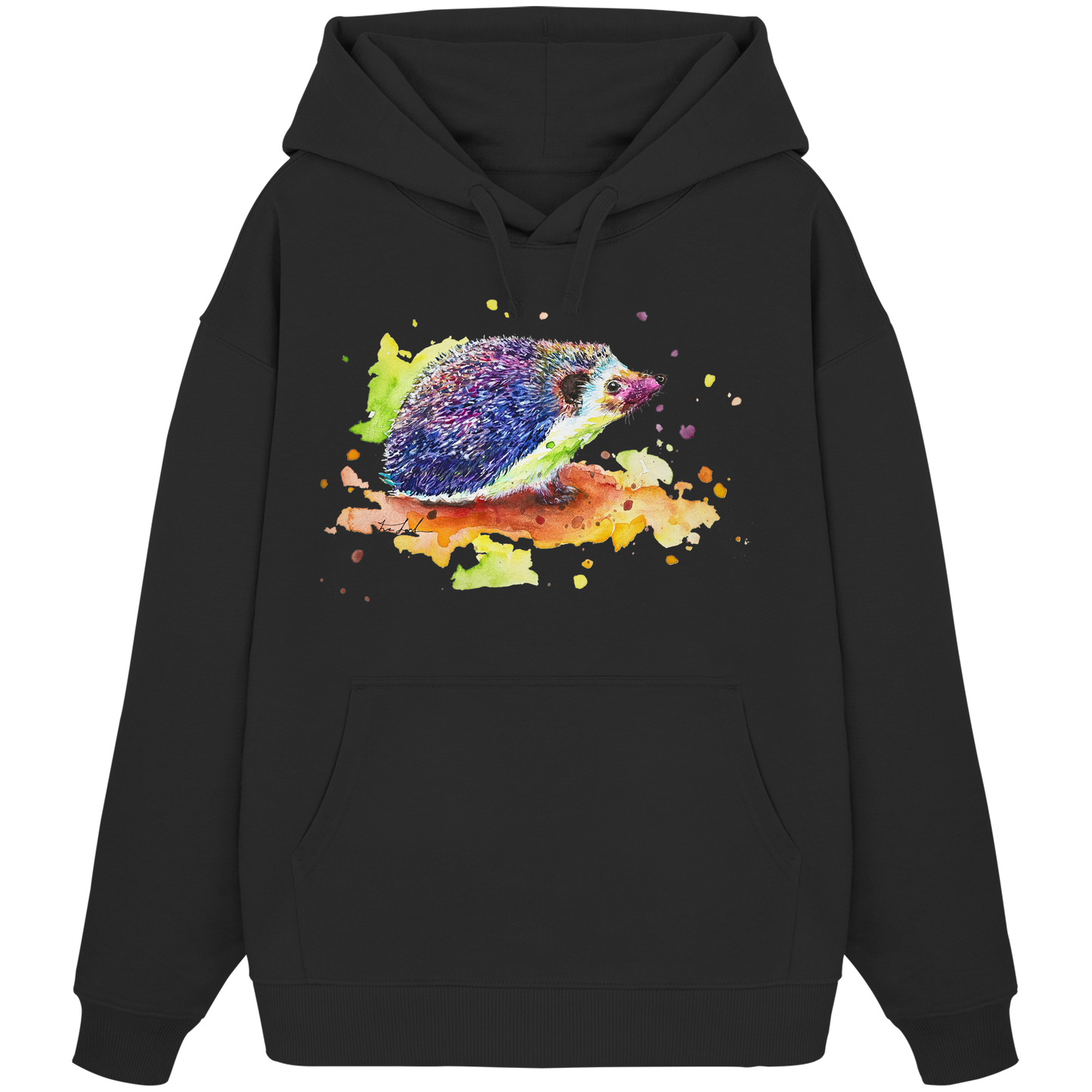 Motiv farbenfroher Igel - Organic Oversize Hoodie