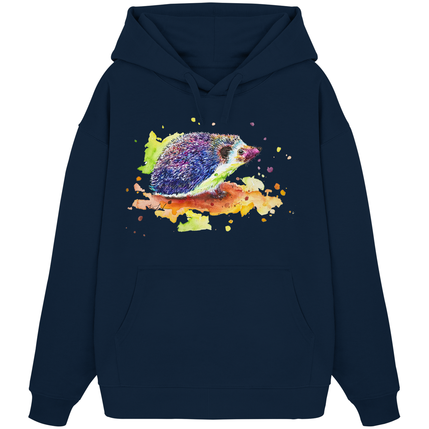 Motiv farbenfroher Igel - Organic Oversize Hoodie