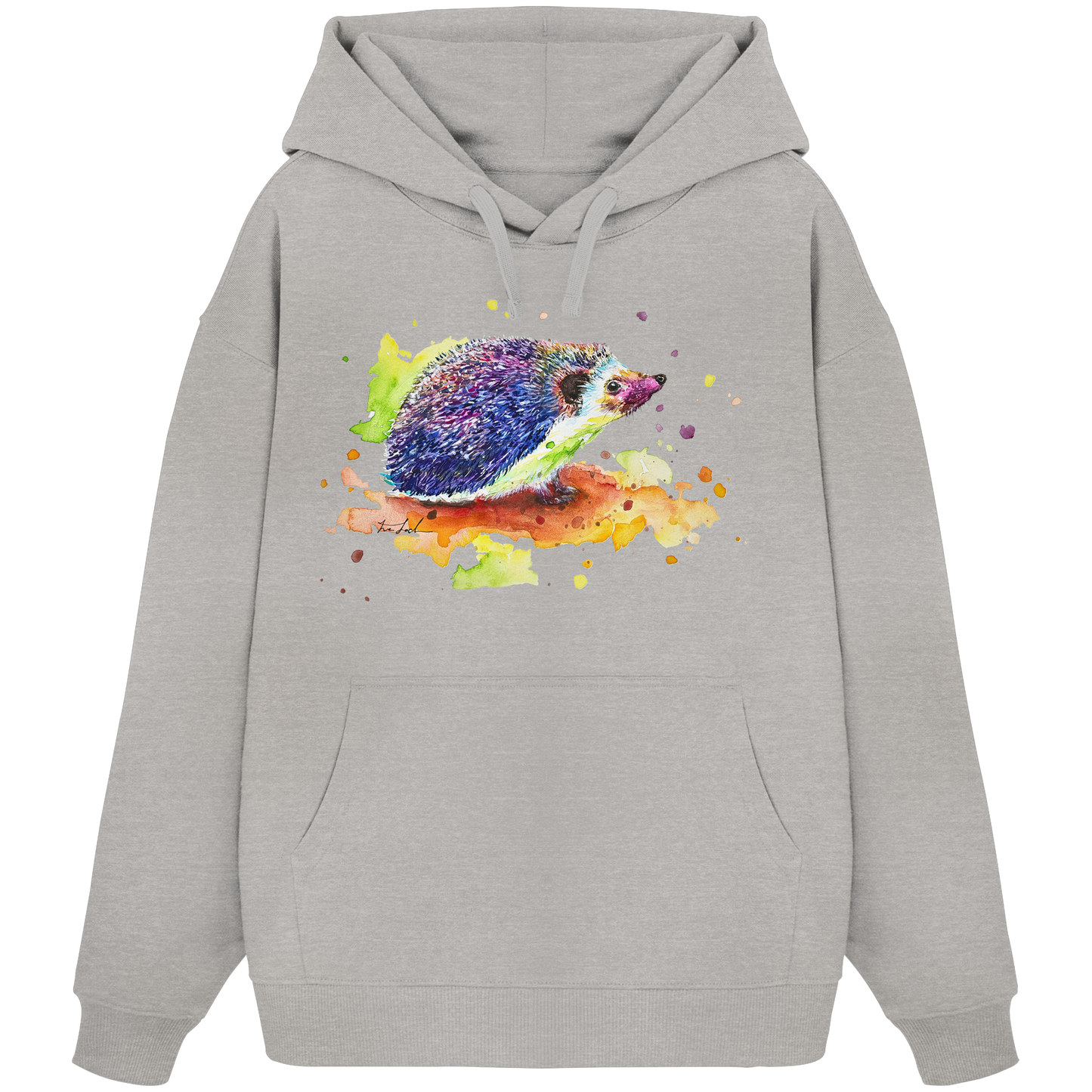 Motiv farbenfroher Igel - Organic Oversize Hoodie