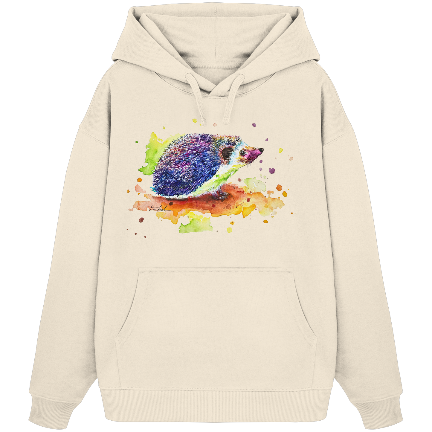 Motiv farbenfroher Igel - Organic Oversize Hoodie