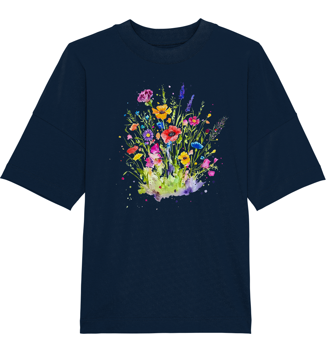 Wildblumen in Aquarell - Organic Oversize Shirt