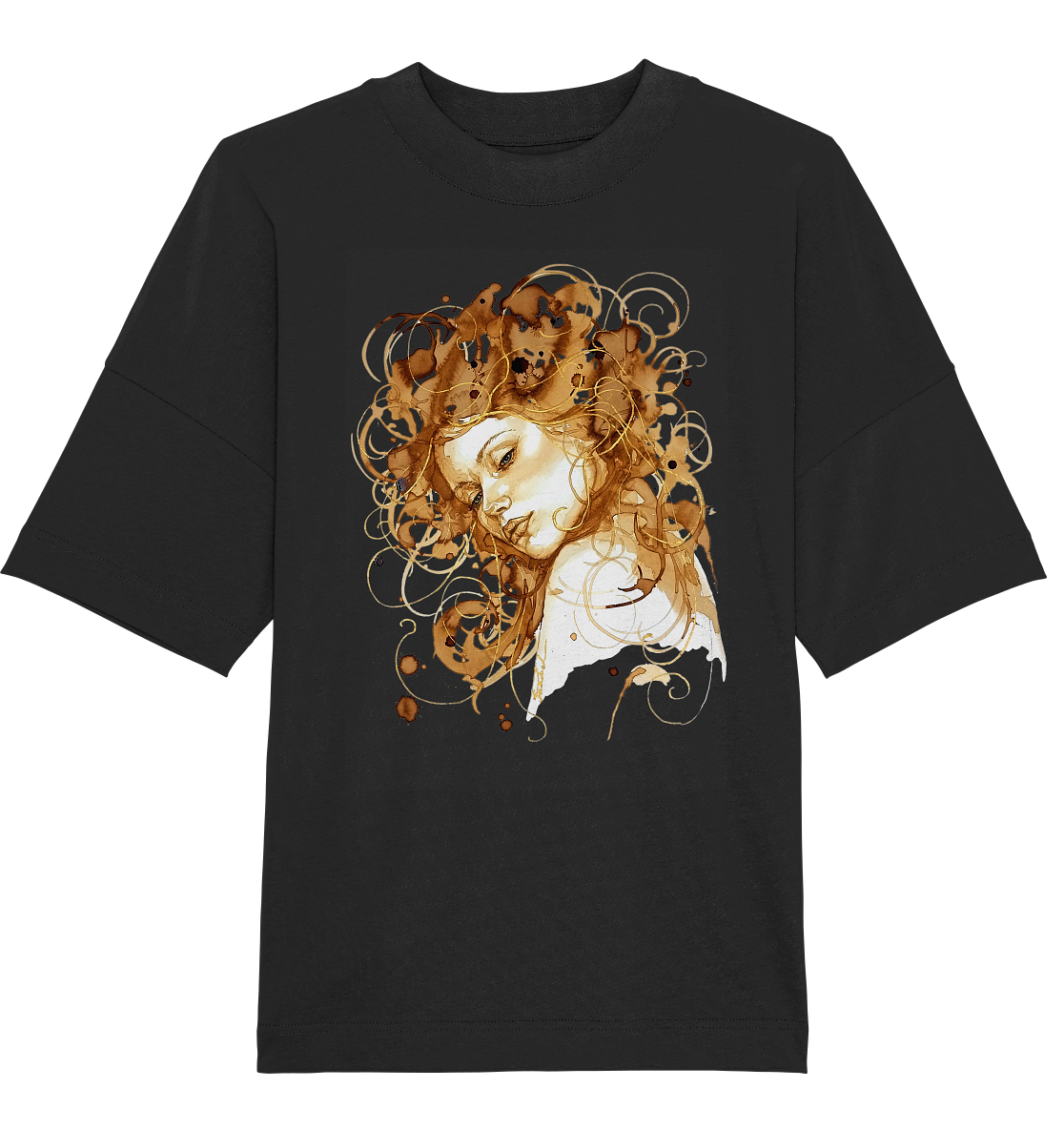 Kaffeemotiv Portrait mit goldenen Haaren - Organic Oversize Shirt