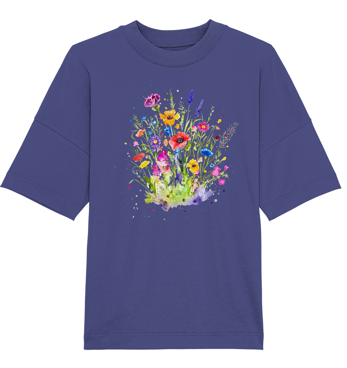 Wildblumen in Aquarell - Organic Oversize Shirt