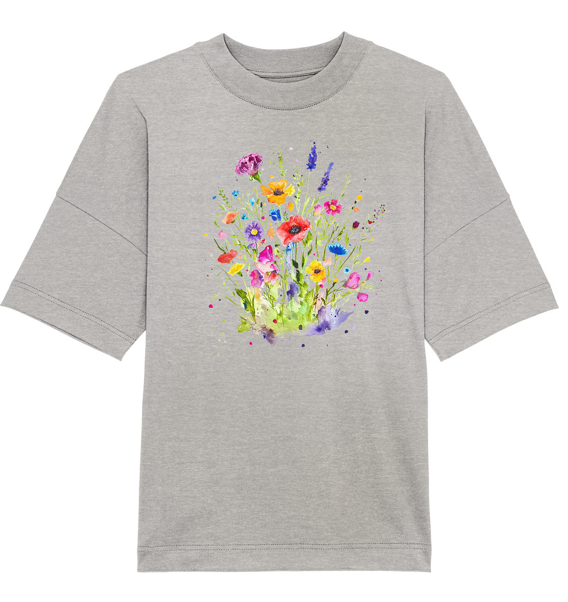 Wildblumen in Aquarell - Organic Oversize Shirt