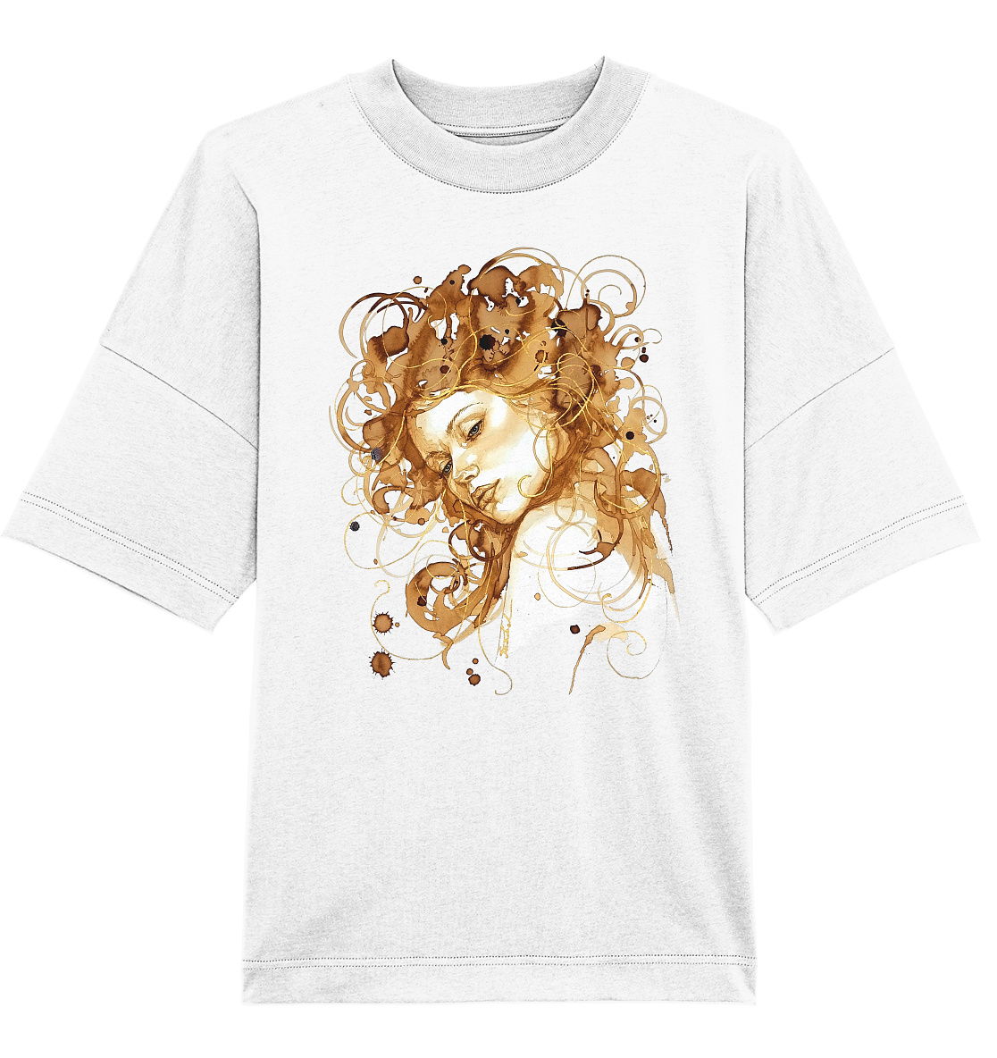 Kaffeemotiv Portrait mit goldenen Haaren - Organic Oversize Shirt