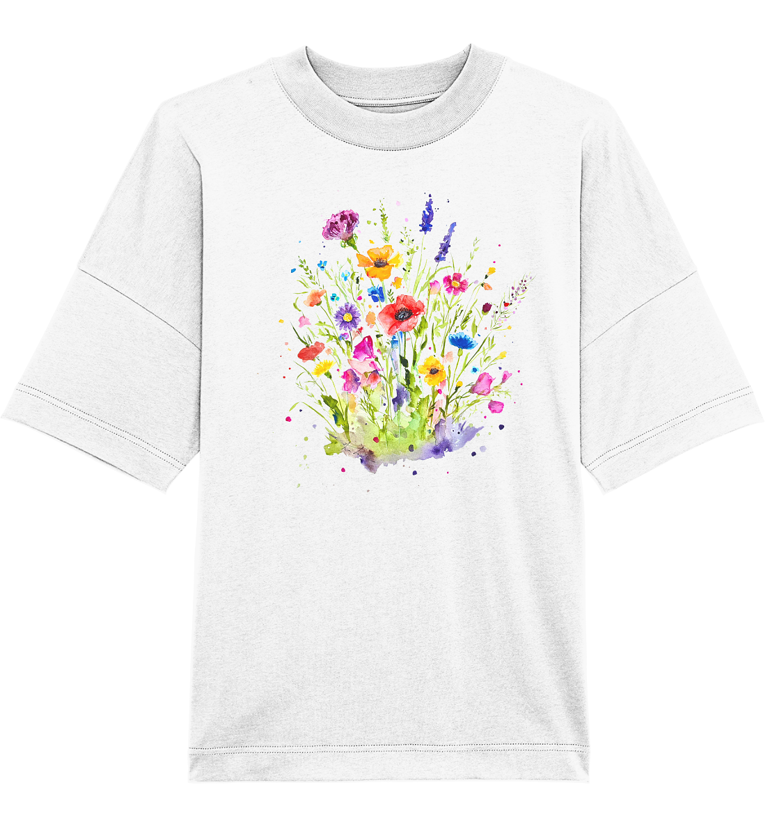 Wildblumen in Aquarell - Organic Oversize Shirt