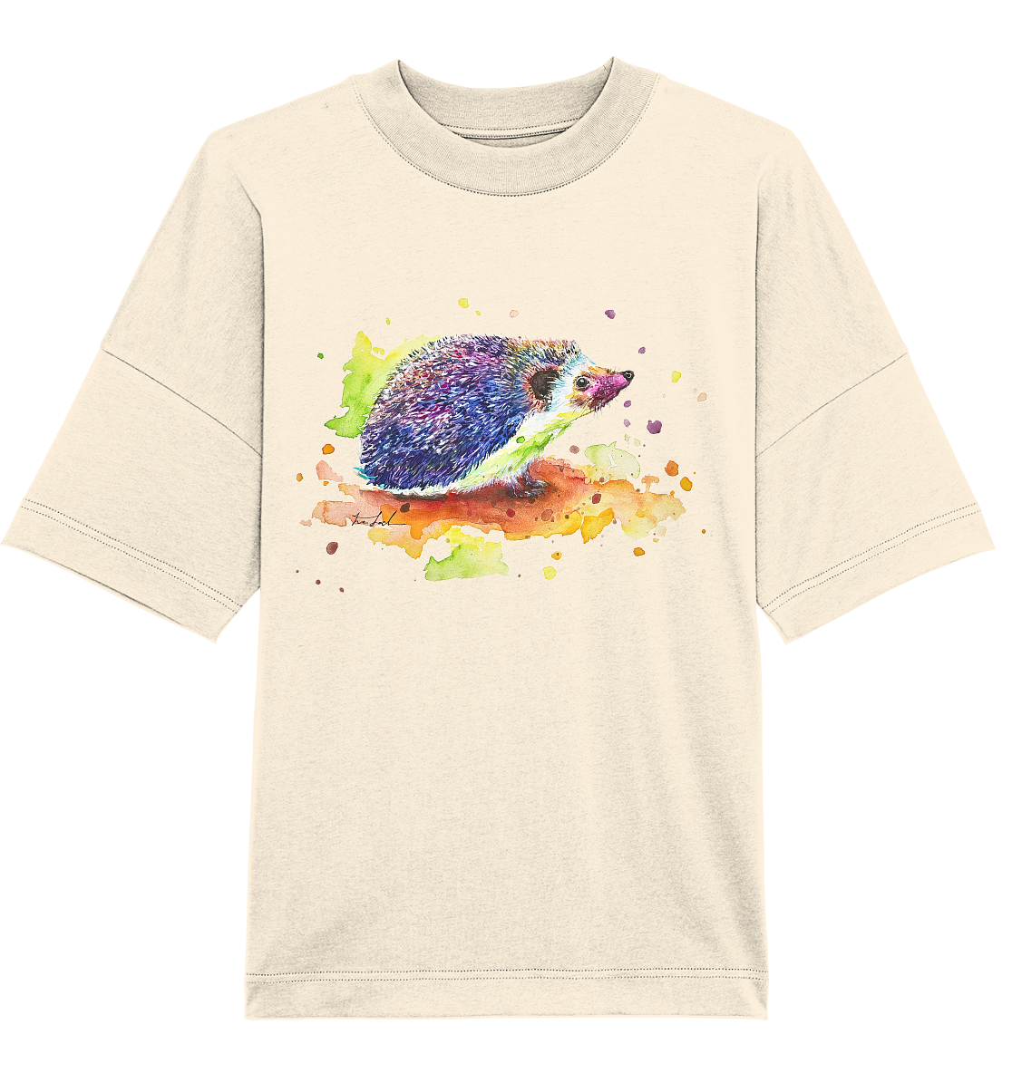 Motiv farbenfroher Igel - Organic Oversize Shirt
