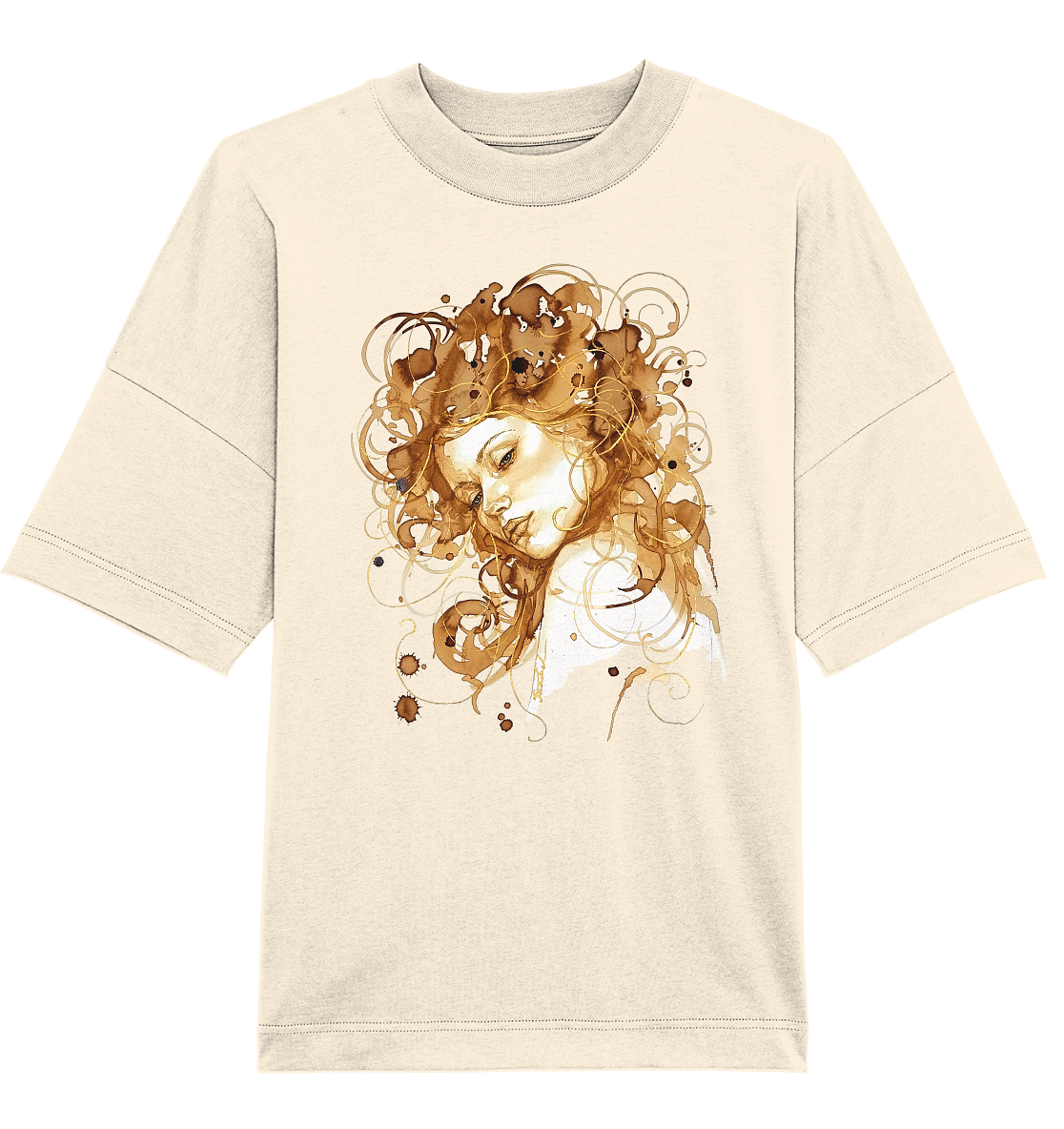 Kaffeemotiv Portrait mit goldenen Haaren - Organic Oversize Shirt