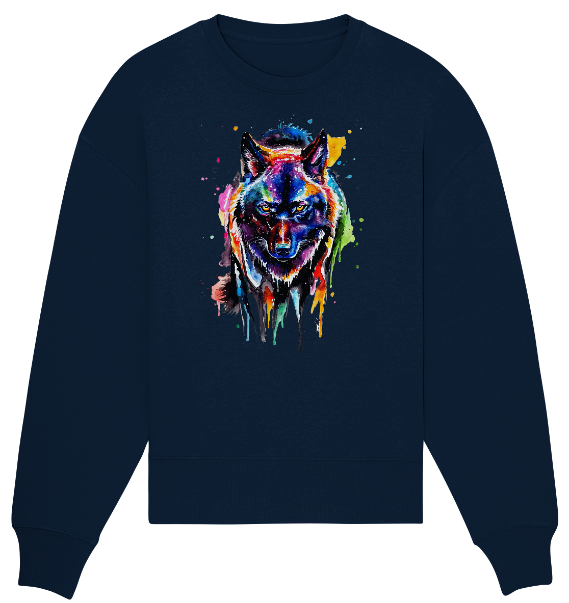 Bunter schwarzer Wolf - Organic Oversize Sweatshirt