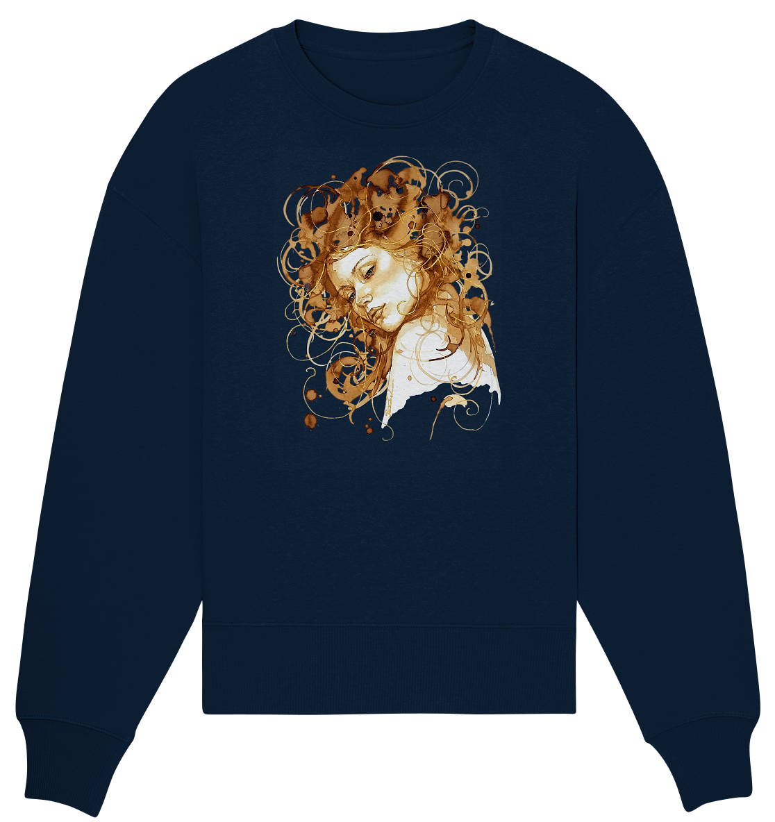 Kaffeemotiv Portrait mit goldenen Haaren - Organic Oversize Sweatshirt