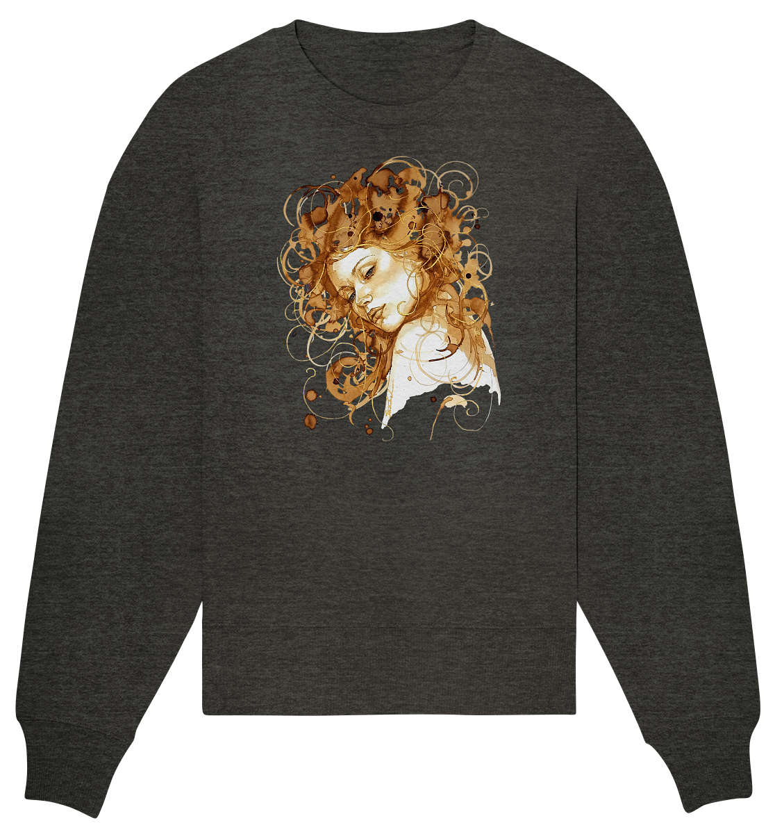 Kaffeemotiv Portrait mit goldenen Haaren - Organic Oversize Sweatshirt