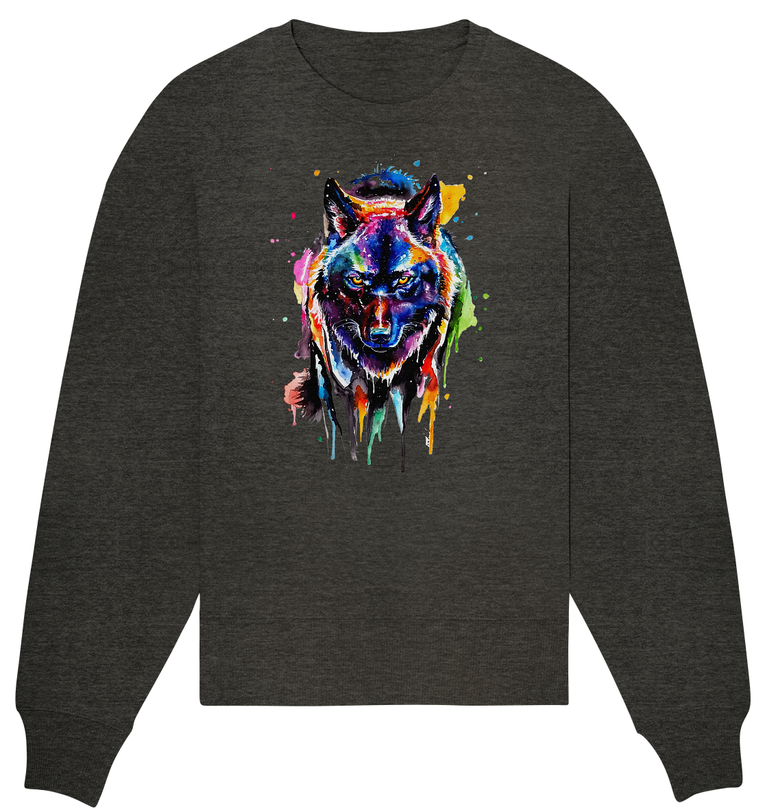 Bunter schwarzer Wolf - Organic Oversize Sweatshirt