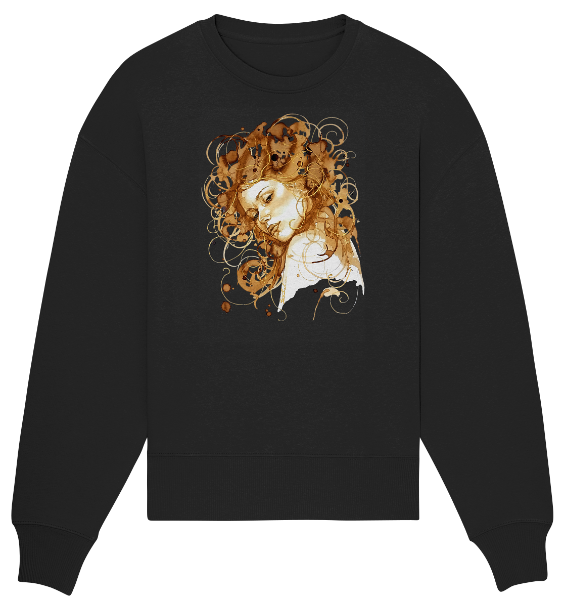 Kaffeemotiv Portrait mit goldenen Haaren - Organic Oversize Sweatshirt