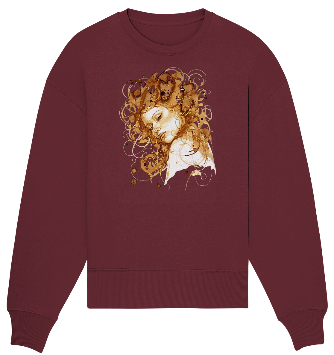 Kaffeemotiv Portrait mit goldenen Haaren - Organic Oversize Sweatshirt