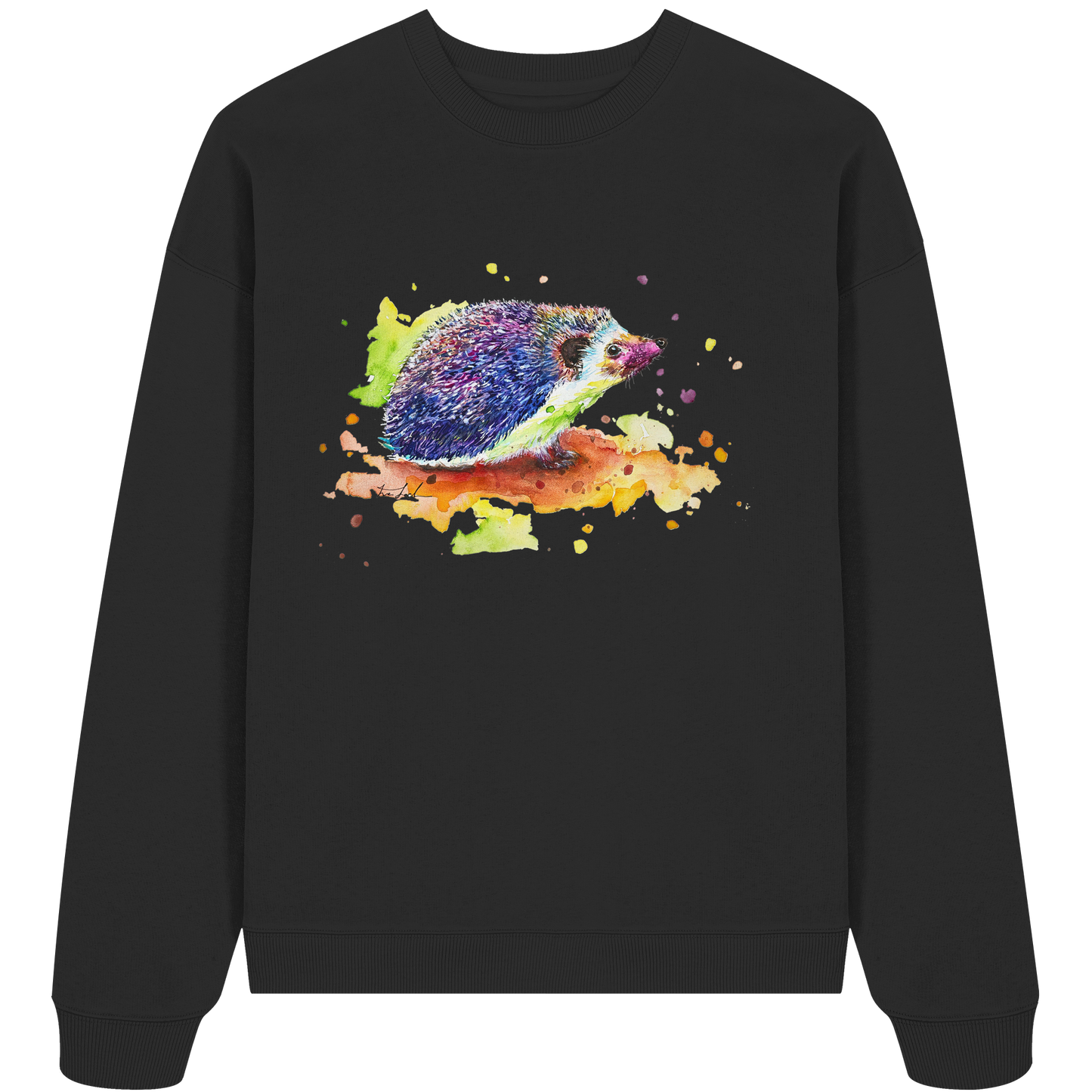 Motiv farbenfroher Igel - Organic Oversize Sweatshirt