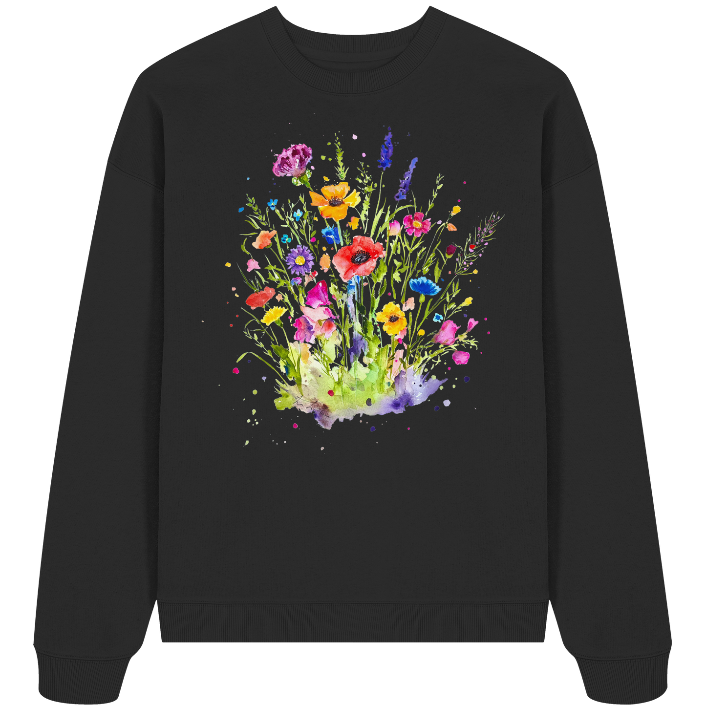 Wildblumen in Aquarell - Organic Oversize Sweatshirt