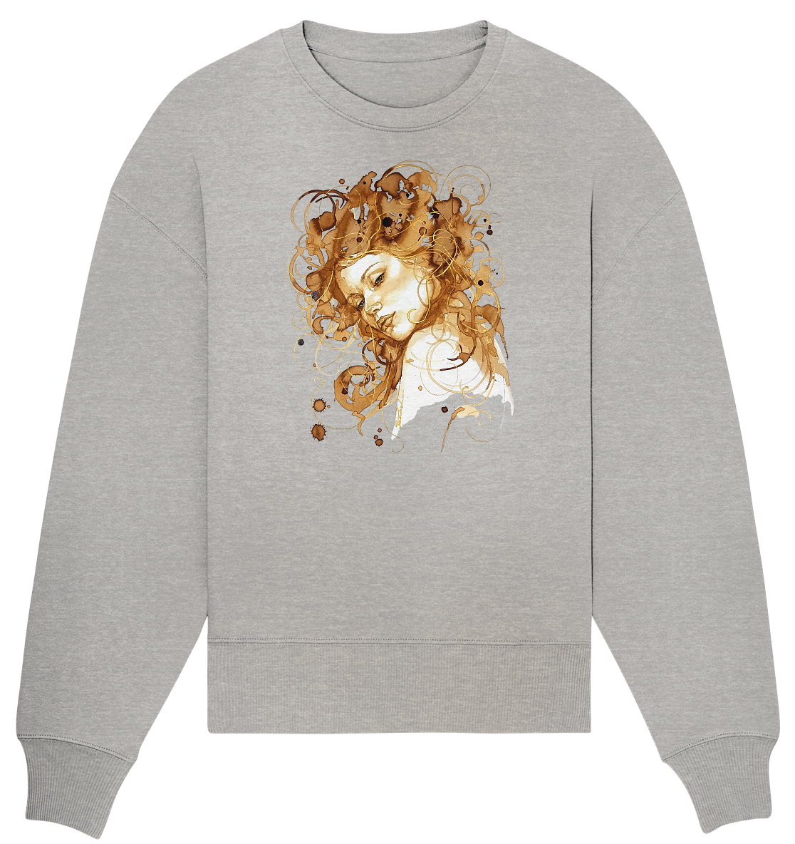 Kaffeemotiv Portrait mit goldenen Haaren - Organic Oversize Sweatshirt
