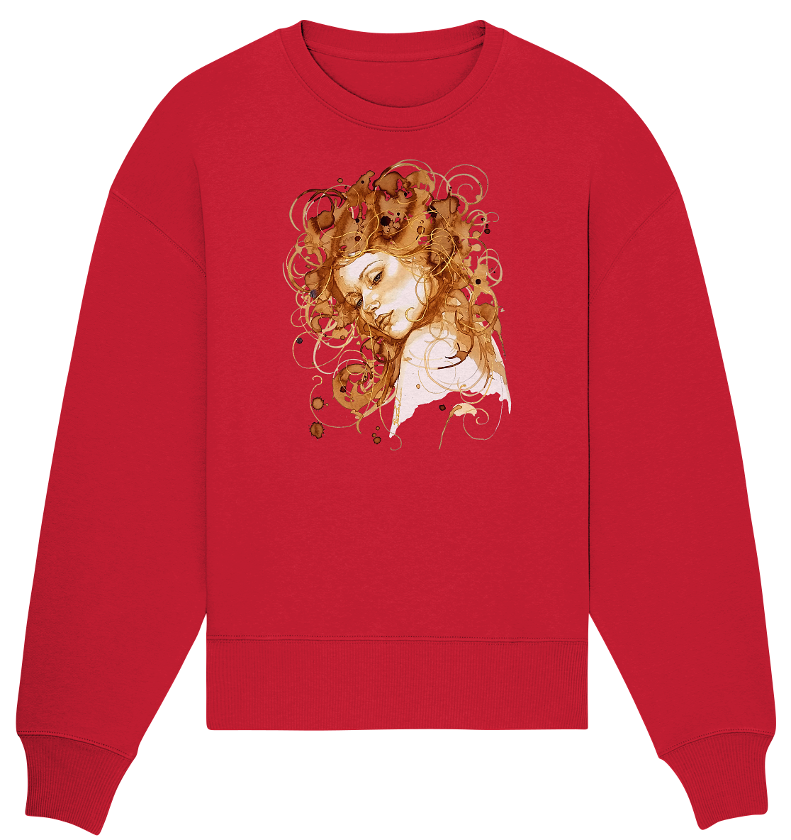 Kaffeemotiv Portrait mit goldenen Haaren - Organic Oversize Sweatshirt