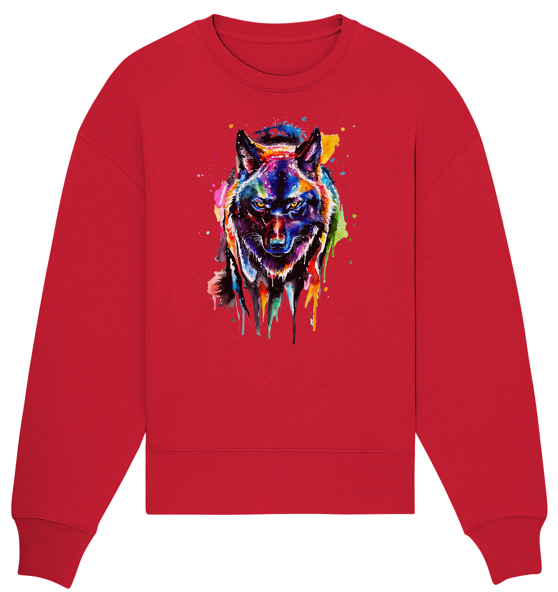 Bunter schwarzer Wolf - Organic Oversize Sweatshirt