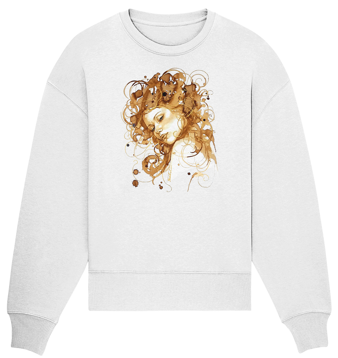 Kaffeemotiv Portrait mit goldenen Haaren - Organic Oversize Sweatshirt