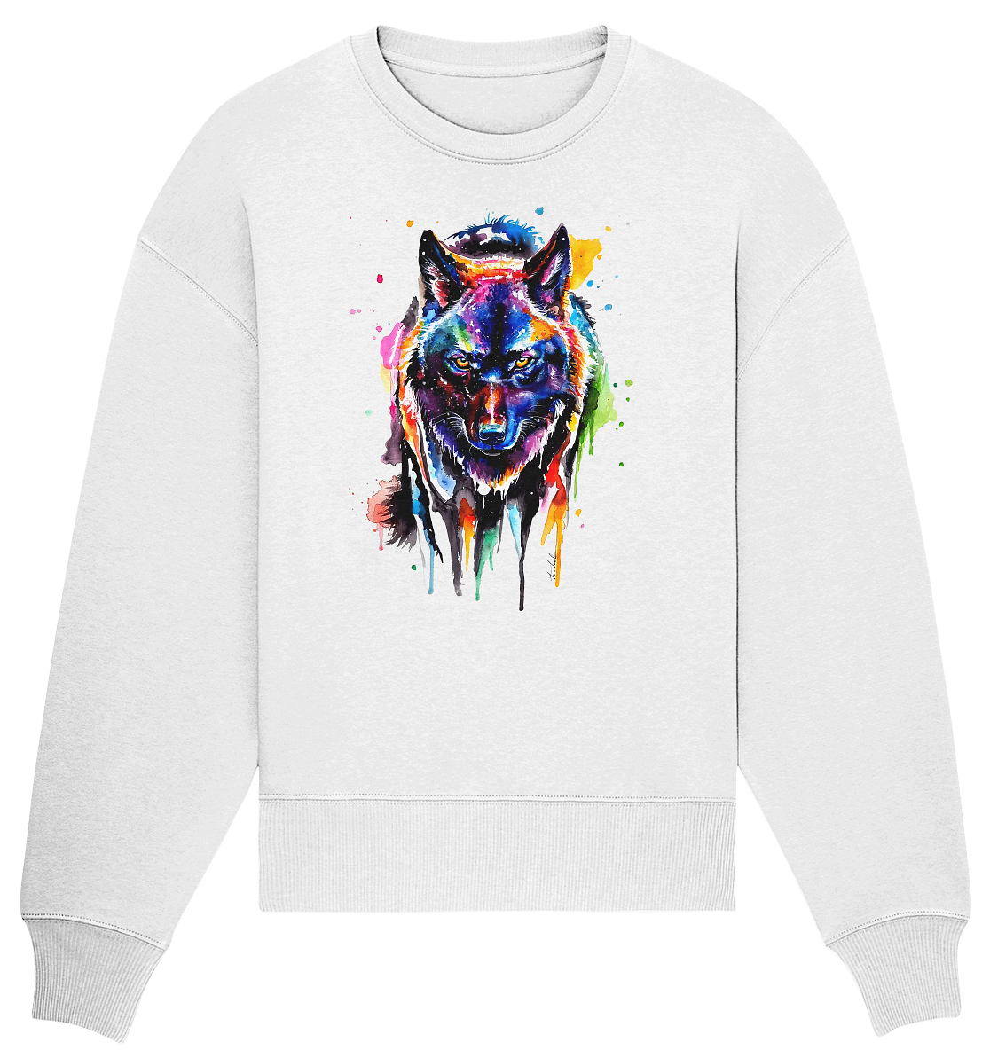 Bunter schwarzer Wolf - Organic Oversize Sweatshirt