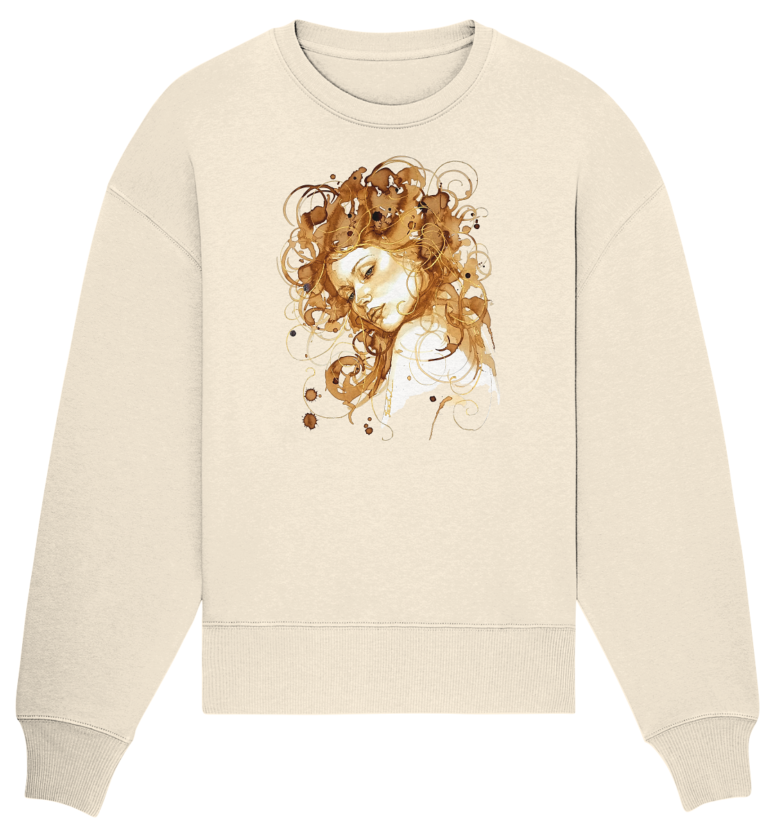 Kaffeemotiv Portrait mit goldenen Haaren - Organic Oversize Sweatshirt