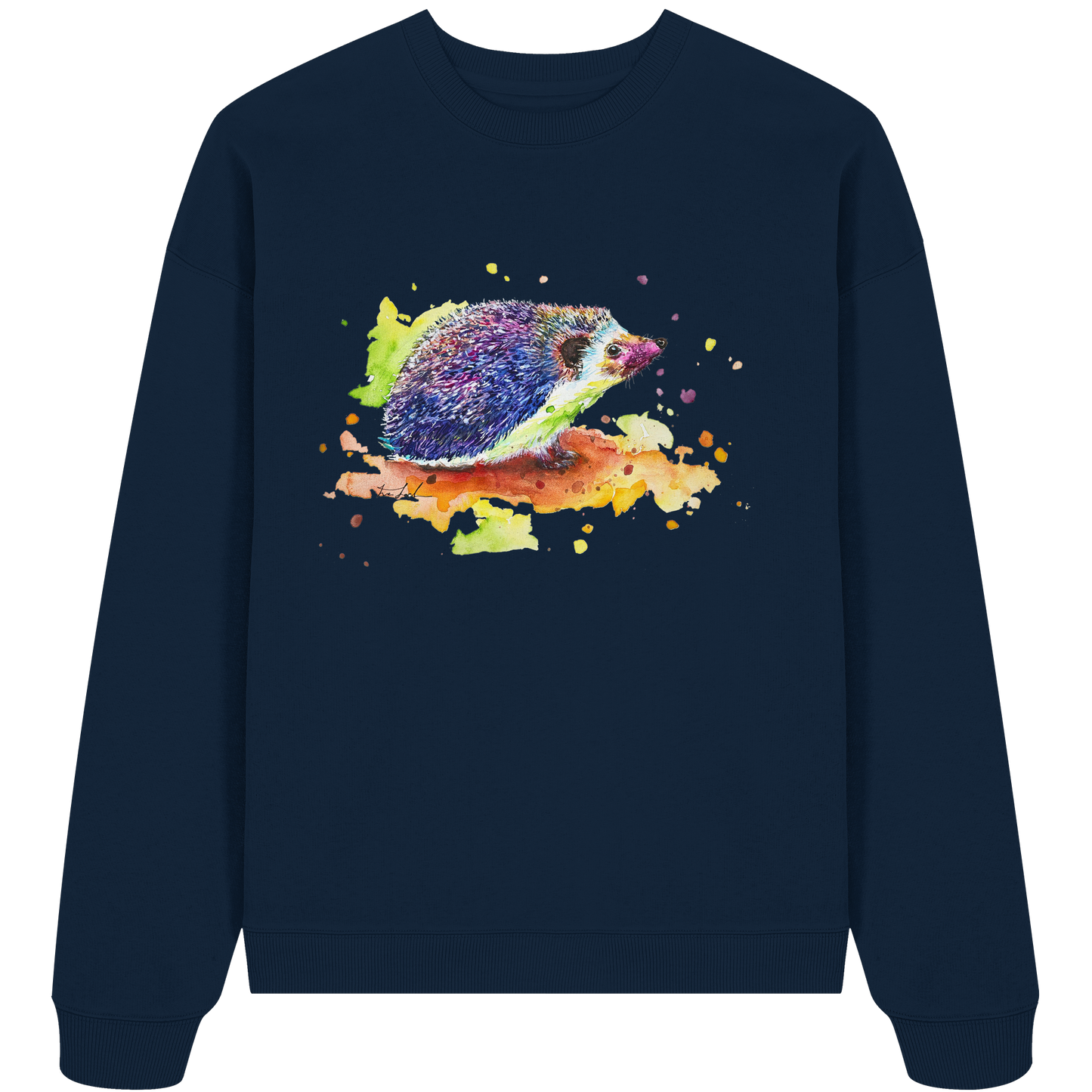 Motiv farbenfroher Igel - Organic Oversize Sweatshirt