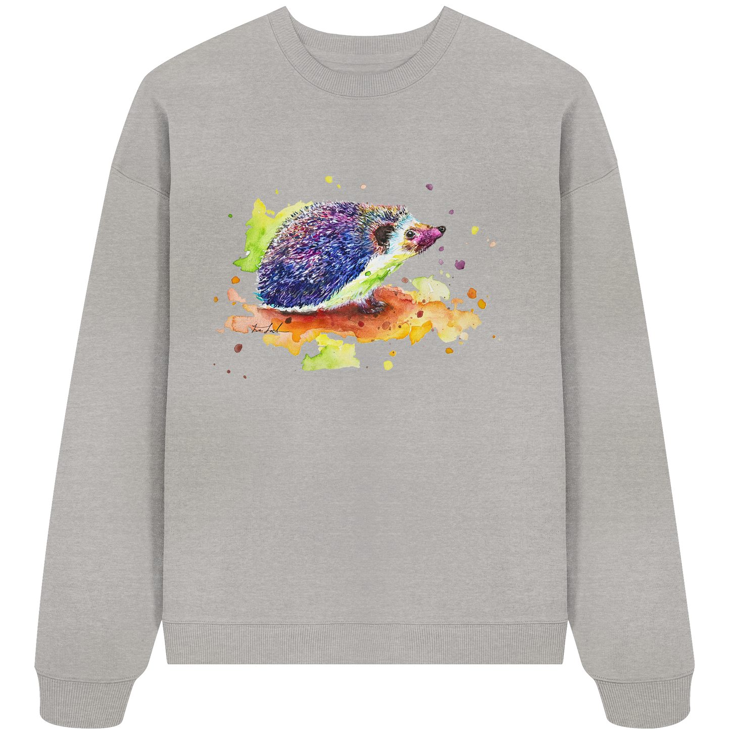 Motiv farbenfroher Igel - Organic Oversize Sweatshirt