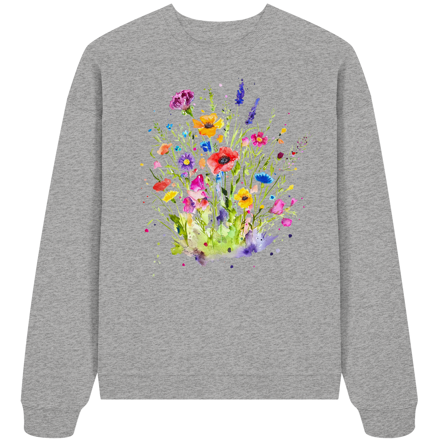 Wildblumen in Aquarell - Organic Oversize Sweatshirt