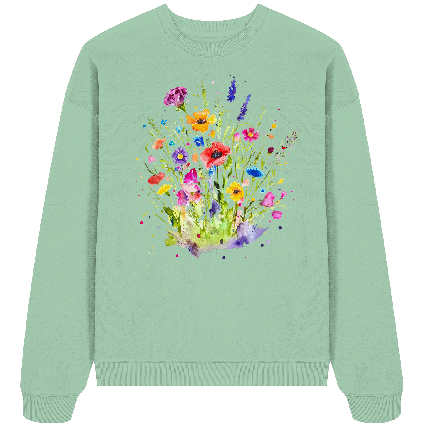 Wildblumen in Aquarell - Organic Oversize Sweatshirt