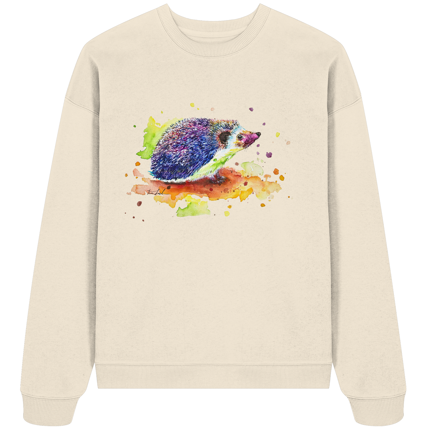 Motiv farbenfroher Igel - Organic Oversize Sweatshirt