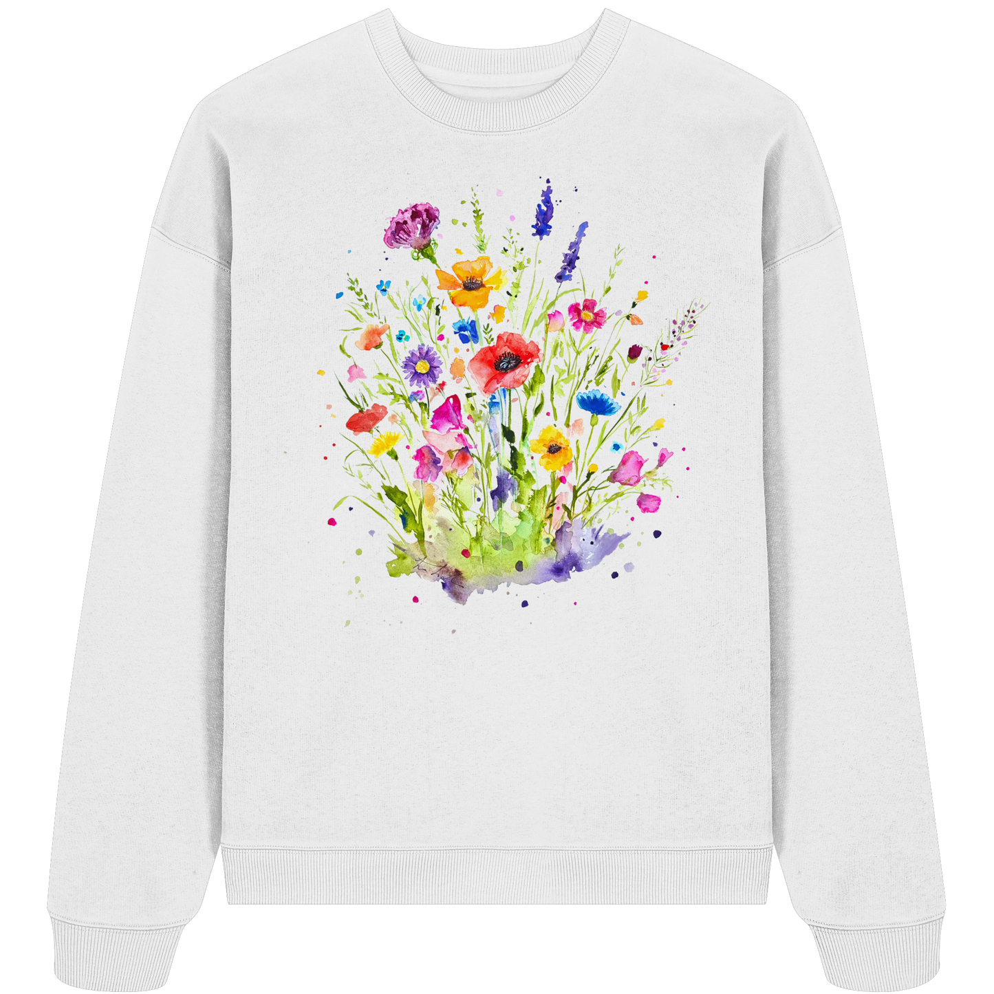 Wildblumen in Aquarell - Organic Oversize Sweatshirt