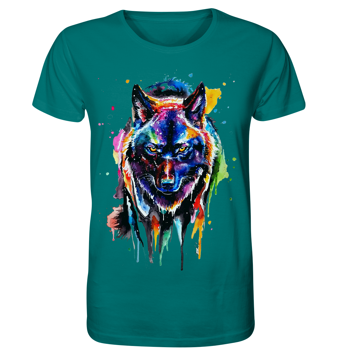 Bunter schwarzer Wolf - Organic Shirt