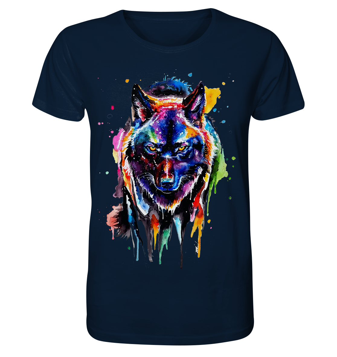 Bunter schwarzer Wolf - Organic Shirt