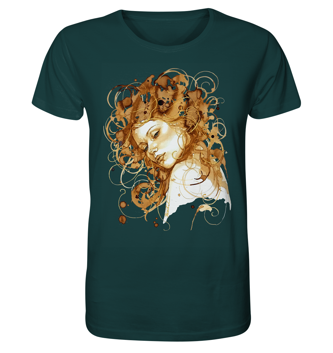Kaffeemotiv Portrait mit goldenen Haaren - Organic Shirt
