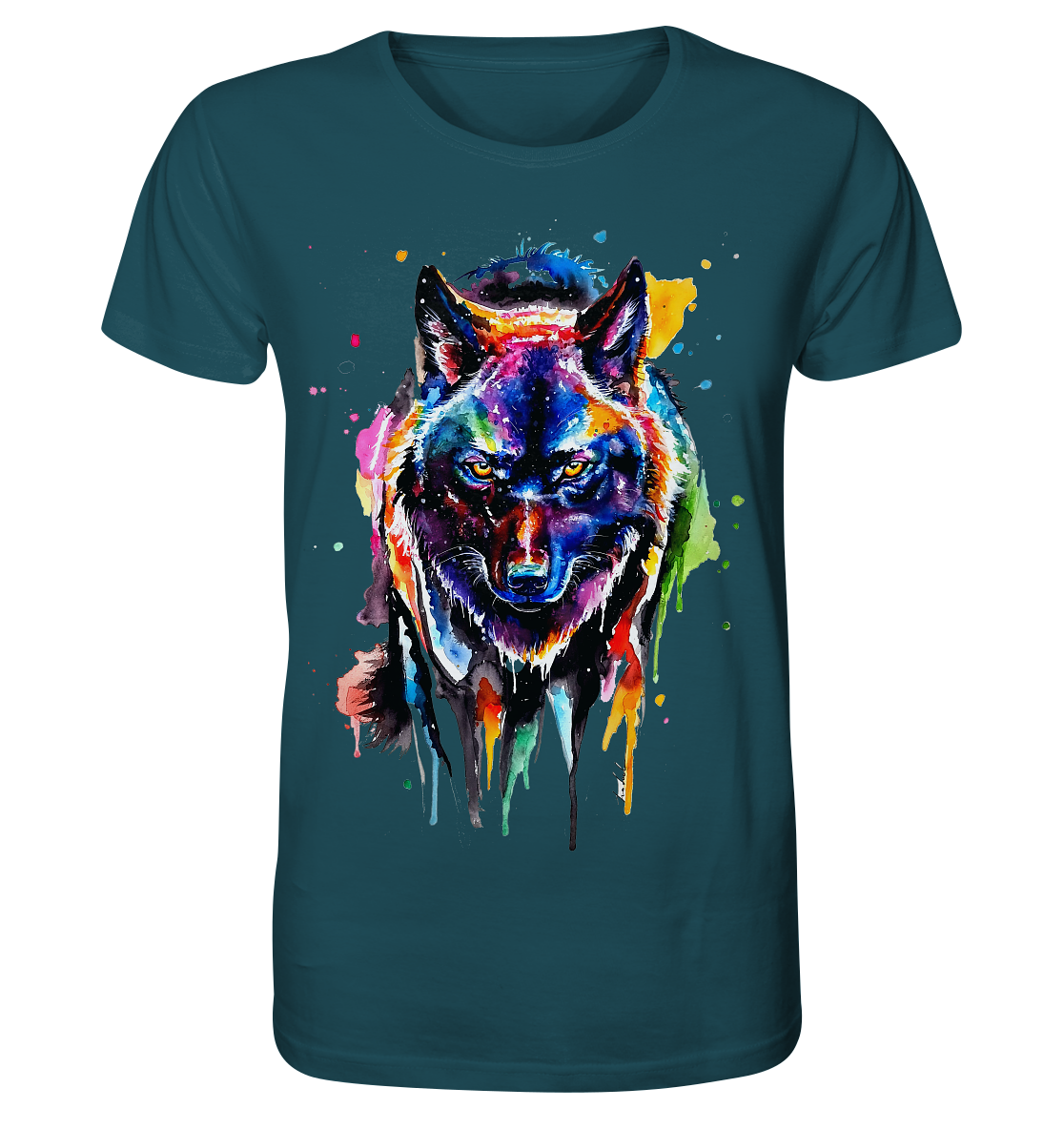 Bunter schwarzer Wolf - Organic Shirt