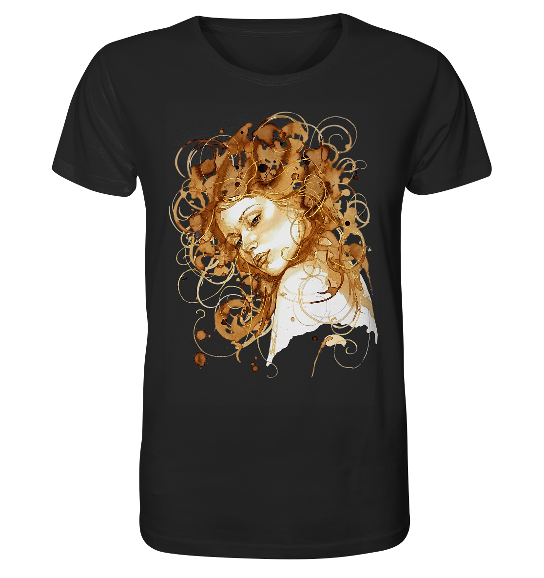 Kaffeemotiv Portrait mit goldenen Haaren - Organic Shirt