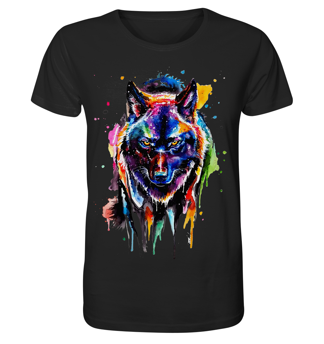 Bunter schwarzer Wolf - Organic Shirt