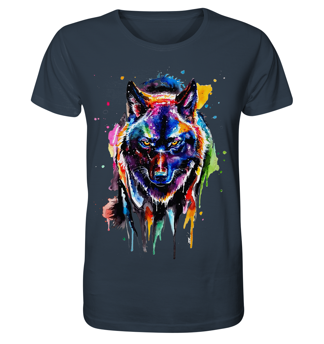 Bunter schwarzer Wolf - Organic Shirt