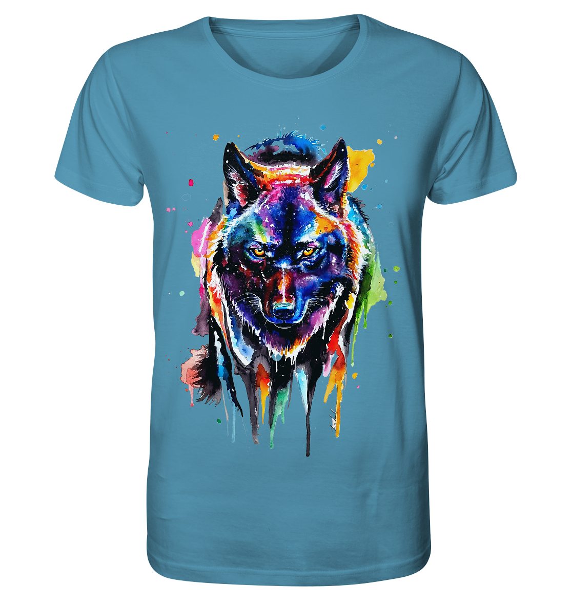 Bunter schwarzer Wolf - Organic Shirt