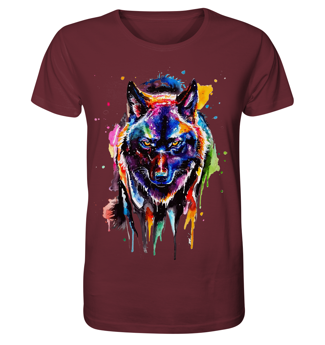 Bunter schwarzer Wolf - Organic Shirt