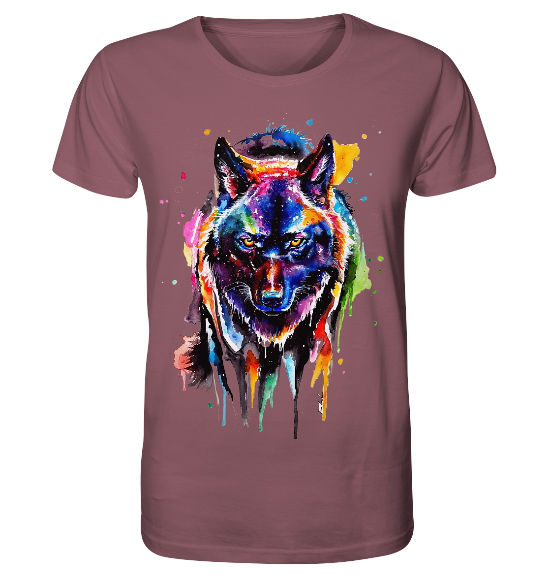 Bunter schwarzer Wolf - Organic Shirt