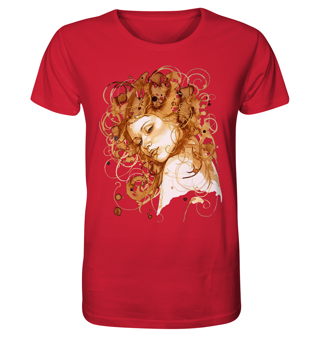 Kaffeemotiv Portrait mit goldenen Haaren - Organic Shirt